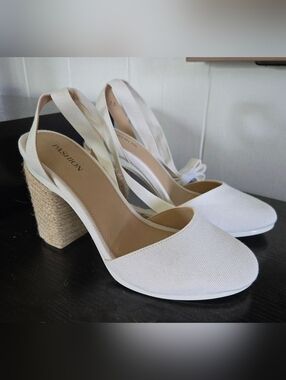 Pashion Lacey D'Orsay Slingback Espadrille Block Heel